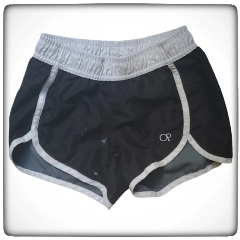 Girls Black/White Athletic Shorts-S 6/6X